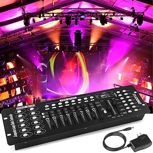 DMX Controller, 192 Channel DMX 512 Light Controller DMX Console Stage Light Controller Panel Use for Editing Program of Stage Lighting Runing for DJ, Shows, Party, Christmas and Halloween