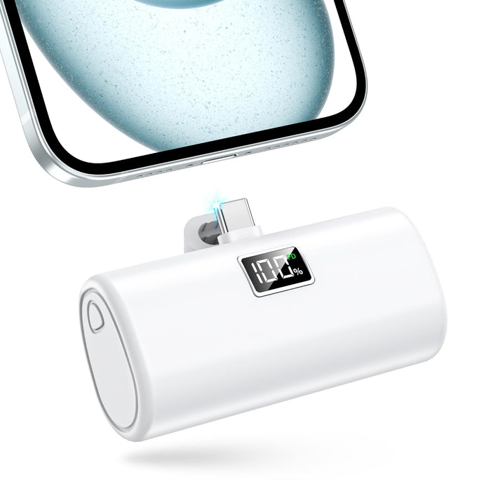 LENUTO Portable Charger for iPhone 15 16 Power Bank, 6000mAh USB-C Portable Phone Charger with Fast Charging (20W), Mini Battery Pack for iPhone 15 Pro/15 Plus/15 Promax/Samsung/Huawei Andriod - White