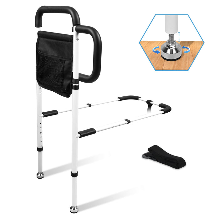 Bed Rails for Elderly Adults Safety, Grab Bar Bed Handrails for Seniors, Upgraded Adjustable Bed Cane with Supporting Foot & Double Pockets, Fall Prevention for Elderly