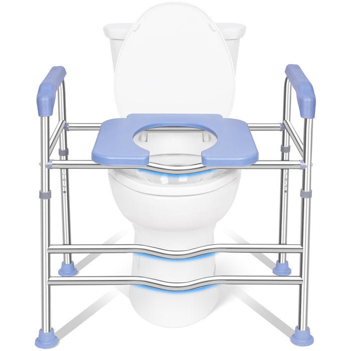 Bogural Raised Toilet Seat with Handles, Height Adjustable Commode Chair for Toilet, 400 lbs Toilet Seat Riser for Seniors, Disabled and Pregnant, Fit Any Toliet