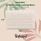 Australian Botanical Soap - Goat Milk Soap Bars w/Soya Bean - Triple Milled, Long Lasting, Natural Soap Base, Pure Plant Oil - Women & Men - All Skin Types - Bathroom Essentials - 6.8 oz, Pack of 8
