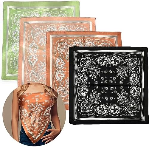 K.E.J. Gifts for Women Head Scarf for Women Hair Bandanas Silk Feeling Neckerchief Scarf for Girls Aesthetic Accessory (YGH-4P, 27.5 * 27.5)