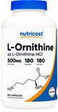 Nutricost L-Ornithine 500mg, 180 Capsules - Non-GMO and Gluten Free