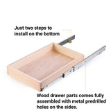 Mulush Pull Out Cabinet Drawer, 11”W x 21”D Soft Close Slide Out Wood Drawer Storage Organizer for Kitchen, Requires At Least 11.5” Cabinet Opening, Finished, Bottom Assembly