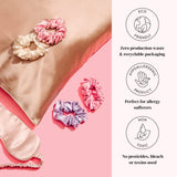 SILKIE x4 Set 100% Pure Mulberry Silk Pink Nude Neutral Skinny Scrunchies Travel Pouch Everyday Hair Ties Elastics Hair Care Ponytail Holder No Damage (Nudes)