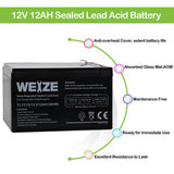 Weize 12 Volt 12 Ah Rechargeable Battery with F2 Terminals, Sealed Lead Acid (SLA) AGM Deep Cycle Battery replaces BP12-12,GP12120,GS12V12AH,6-DW-12, 2 Pack