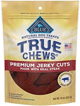 Blue Buffalo True Chews Premium Jerky Cuts Dog Treats, Made in the USA with Natural Ingredients, Beef, 10-oz Bag