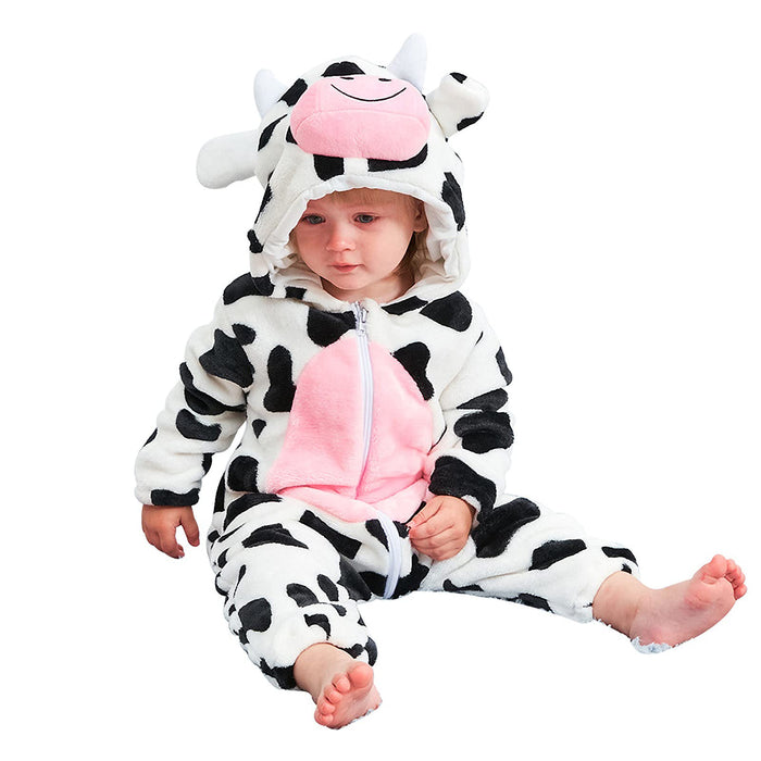 BJWEO Cute Baby Girl Boy Animal Christmas Outfit Halloween Costume, Newborn Infant Toddler Winter Onesie Pajamas Cosplay(Cows, 0-6 M)