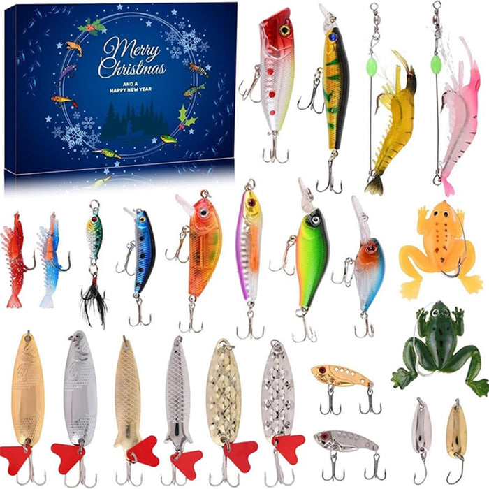 Fishing Advent Calendar, Fishing Christmas Countdown, 24 Days Fishing Lure Set, 2024 Xmas Surprise Gift for Fishing Lover Fisher Adult Men Teen Boys Father Boyfriend Grandpa (Style A)