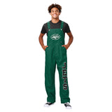 FOCO New York Jets NFL Mens Solid Wordmark Bib Overalls - 3XL