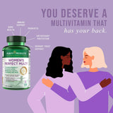 Purity Products Women’s Perfect Multi Balanced Multivitamin - Supports Urinary Tract Health, Immune, Bone + Muscle, Hair, Skin, Nails, an Elite Probiotic for Digestive Health + More - 120 Tablets