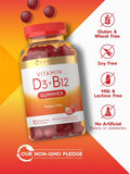 Carlyle Vitamin D3 + B12 Complex Gummies | 90 Count | Vegetarian, Non-GMO, and Gluten Free Formula | Strawberry Flavor Supplement