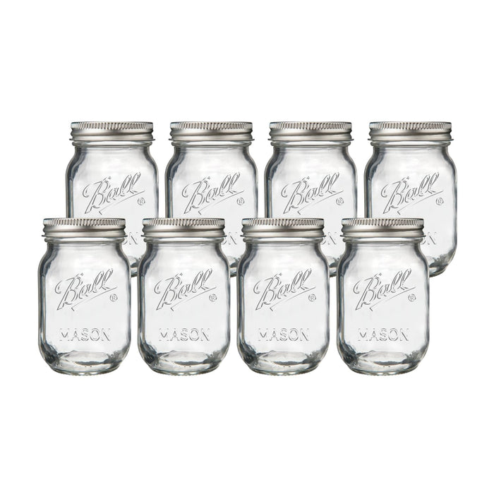 Ball Regular Mouth Pint Glass Mason Jars, 16oz, 8-Count