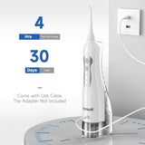 Water Flosser Cordless, Mornwell Water Flossers for Teeth - 300ML Tank and 4 Jet Tips, 3 Modes Portable Dental Oral Irrigator, Braces Care, Rechargeable Waterproof Portable Water Flosser, White