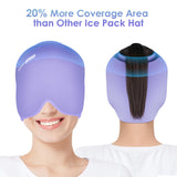 ComfiTECH Migraine Relief Cap, Headache Relief Hat Head Ice Pack with Face Cold Compress for Puffy Eyes, Sinus, Stress and Tension Relief (Medium Lavender)