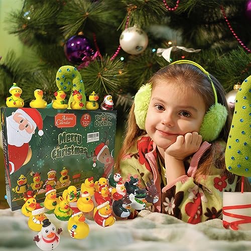 Advent Calendar 2024 - Rubber Duckies 24 Days Surprises Gift for Toddlers Boys Girls - Christmas Holiday Countdown Gift for 3-8 Year Old Children Kids Teens