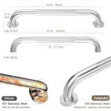 FANHAO 2 Pack Shower Grab Bar, 16 Inch Stainless Steel Bathroom Grab Bar with Anti-Slip Knurled Grip, Heavy Duty Shower Handle Bath Handle, Safety Bars for Elderly or Handicapped (Brushed)