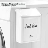 SUBEKYU Metal Magnetic Lint Bin for Laundry Room, Wall Mounted Lint Box Holder Trash Can with Lid for Dryer,Lint Basket for Laundry Room,White