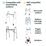 Sigo Green Walker Tray for Rolling Folding Walker, Tray Table with Cup Holder for Standard Walkers Seniors, Detachable Non Slip TV Accessories Basket Holding Plate Cups Clip On Small Bag Carrier