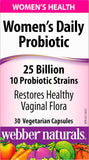 Webber Naturals Probiotic Women’s Daily, 25 Billion Active Cells, 10 Probiotic Strains, 30 Capsules, Helps Restore Healthy Vaginal Flora, Vegan