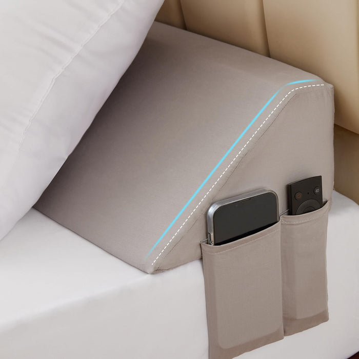 Bedluxe King Bed Wedge Pillow for Headboard, Wedge Pillow Headboard, Bed Gap Filler - Fill The Gap (0-7")(Gray, 76"x10"x6")