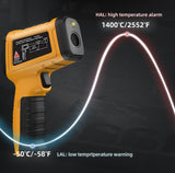 BSIDE Infrared Thermometer Pyrometer 50:1 Industrial Temperature Gun -58℉~2552℉(-50℃~1400℃) IR Laser Thermometer, High Temp Non-Contact Digital Thermometer for Furnace Smelt Forge