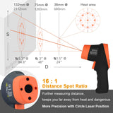 Infrared Thermometer with Bluetooth AP-985C-APP Range from -58℉~1472℉(-50℃～800℃),16:1Laser Temperature Measure Gun, Data Record, Adjustable Emissivity for Forge Cooking