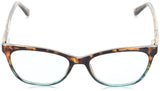 Sofia Vergara x Foster Grant Women's Teresa Reading Glasses Cat-Eye, (Tortoise and Turquoise, 2.0 x)