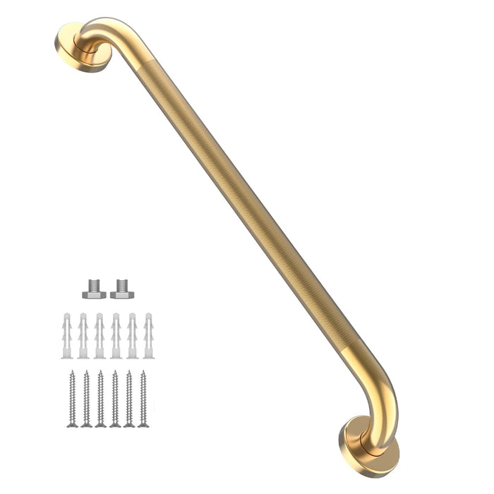 32 Inch Anti Slip Shower Grab Gold, Munzong Bathroom Grab Bar, Knurled Bathroom Balance Bar,Safety Hand Rail Support Handicap Elderly Injury Senior Assist Bath Handle