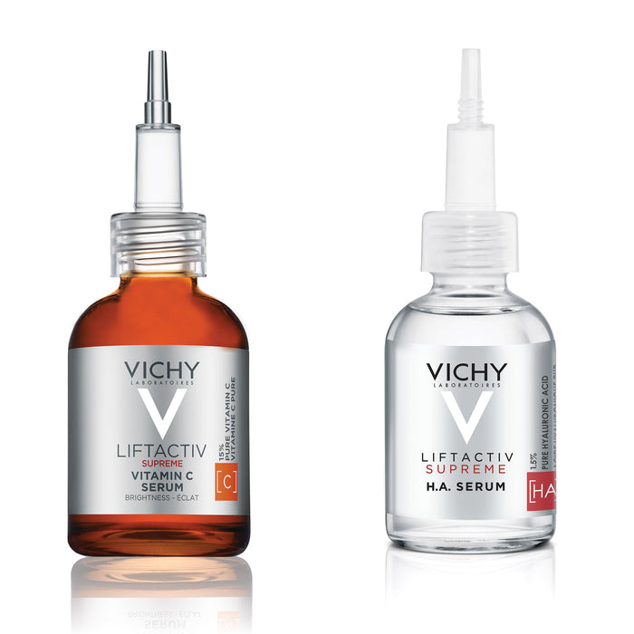 Vichy Anti-Aging Duo - Serum Skin Care Set with Vitamin C Serum & Surpreme Hyaluronic Acid Serum for Face