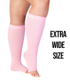 Zeta Wear Plus Size Open Toe Leg Sleeve Support Socks - Wide Calf Compression Open Toe Socks Men and Women Amazing Fit, Travel, Flight Socks, Compression & Soothing Relief, 1 Pair, Size 2XL, Pink