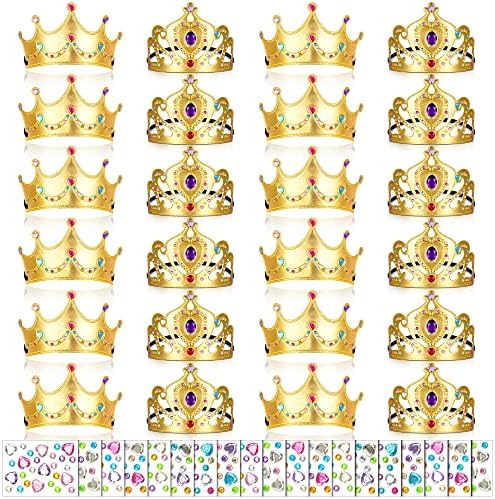 Yaomiao 44 Pcs Foam Crowns for Kids Princess Tiaras Crowns Bulk Diamond Sticker Making Kits for Birthday Party Supplies