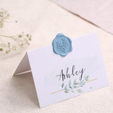 UNIQOOO Wax Seal Stickers - Eucalyptus Wedding Invitation Envelope Seal Stickers, 100 Pcs Self- Adhesive Dusty Blue Stickers, Perfect for Invitation, Christmas, Gift Wrapping, Party