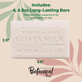Australian Botanical Soap - Goat Milk Soap Bars w/Soya Bean - Triple Milled, Long Lasting, Natural Soap Base, Pure Plant Oil - Women & Men - All Skin Types - Bathroom Essentials - 6.5 oz, Pack of 4