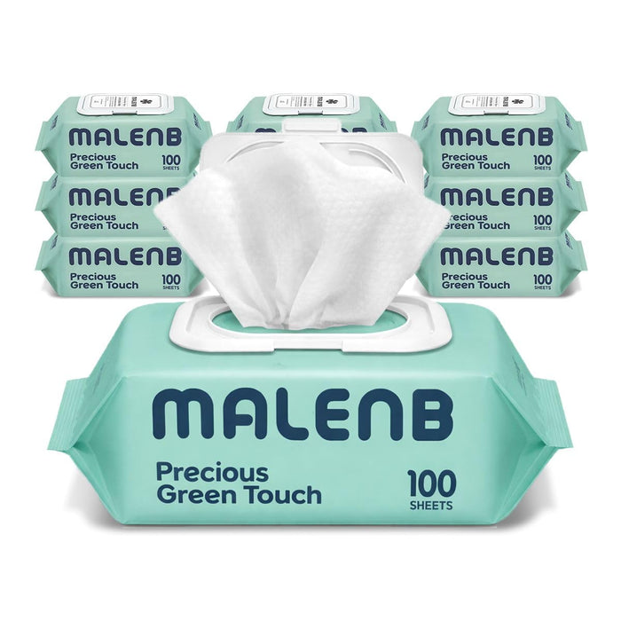Sensitive Baby Wipes, Plenty of 10-Stage Purified Clear Water, Naturally Derived Ingredients, Unscented, Hypoallergenic, Korean Standard, 10 Flip-Top Packs (1000 Wipes Total) Green 55 gsm