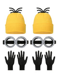 Hizhogqul Halloween Adult Costume Accessories with Hat Goggles Gloves Funny Costume Cosplay (6PCS), Yellow