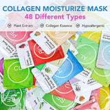 VESPRO Collagen Essence Sheet Facial Masks (48 Pack), Bulk Sheet Masks for Face, Skincare for All Skin Types, Moisturizing and Soothing, Natural Skin Care Spa Face Mask
