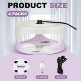 Kittmip 4 Pieces Flea Traps with 8 Sticky Disc 12 Bulbs 4 Electric Wires Flea Traps for Inside Your Home Safe Flea Light Trap for Indoor Safe to Pets and Kids (White, Purple)