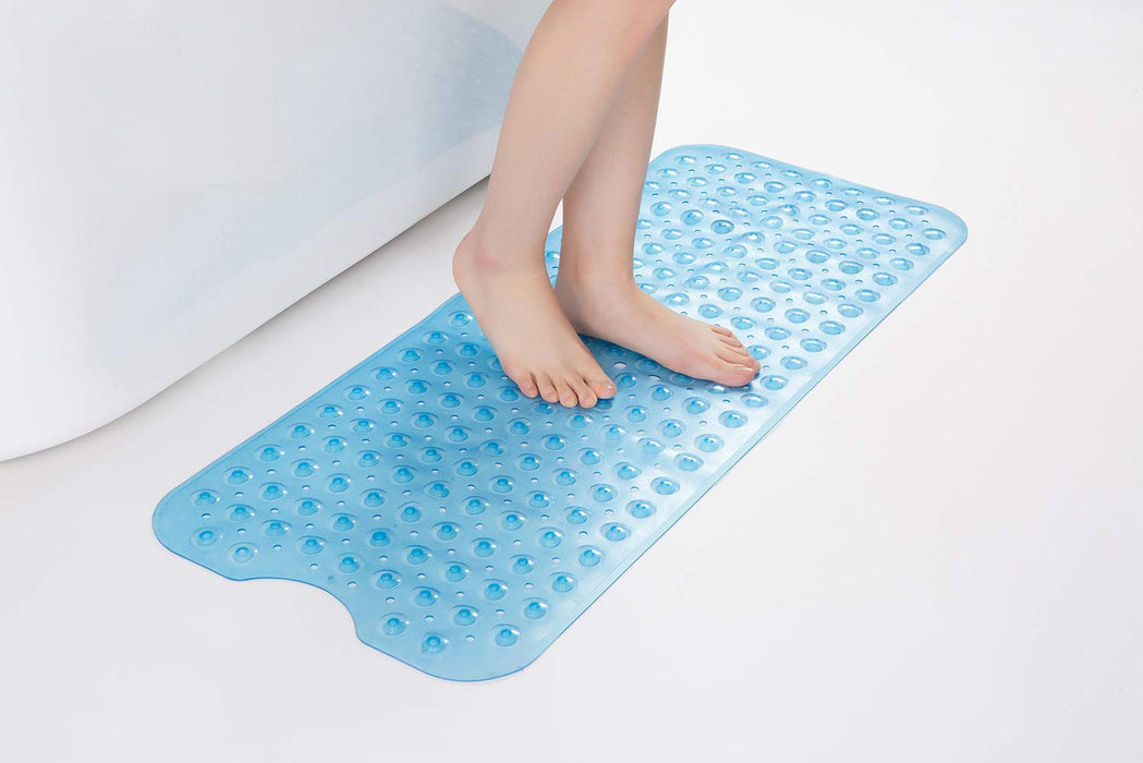 AmazerBath Bathtub Mat Non Slip, Bath Mat for Tub 40 x 16 Inches Full Size, Non Slip Shower Mats with Suction Cups and Drain Holes, Shower Stall Mats for Elderly & Kids, Clear Blue