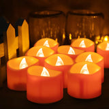 Homemory Halloween 12 Pack Orange Tea Light Candles, Battery Operated LED Tealights, Small Pumpkins Lights, Flameless, Electric Fake Tea Candles, 1.4"x1.25"