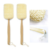 2 Natural Sisal Fiber Back Brush Loofah Scrubber Spa Shower Sponge Long Handle