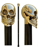 Vintage Brass Skull Walking Cane for Men and Women Black Wooden Walking Stick Antique Victorian Style Fancy Cane