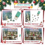 Wowok Advent Calendar 2024 Christmas Jigsaw Puzzles- The Christmas Cottage Holiday Puzzles for Adults Kids, 24 Parts 1008 Pieces Jigsaw Puzzles Gift for Countdown to Christmas