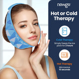 NEWGO Wisdom Teeth Ice Pack Head Wrap Jaw Ice Pack for Face Oral Surgery Pain Relief, FSA or HSA Face Ice Pack with 4 Hot/Cold Packs for Facial, Chin, Jaw-Blue