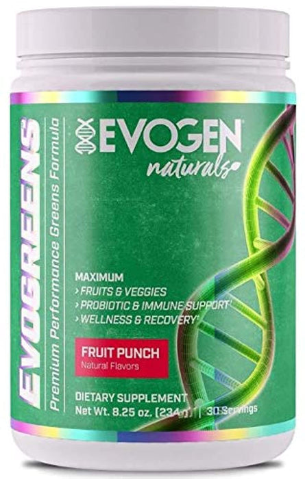 Evogen Evogreens | Premium Performance Greens Superfood, Spirulina, Pomegranate, Probiotics, Kale | 30 Servings … (Fruit Punch, 30 Servings)