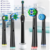 Schallcare Replacement Toothbrush Heads Compatible with Braun Oral b 7000/Pro 1000/9600/ 5000/3000/8000/Genius and Smart Electric Toothbrush, 16 Pcs (Black)