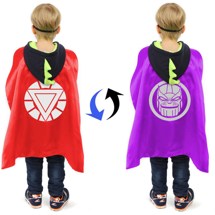 VOSOE Superhero Capes and Masks Double Side Dress up Costumes Christmas Cosplay Festival Birthday Party Favors for Kids (Double 4 sets)