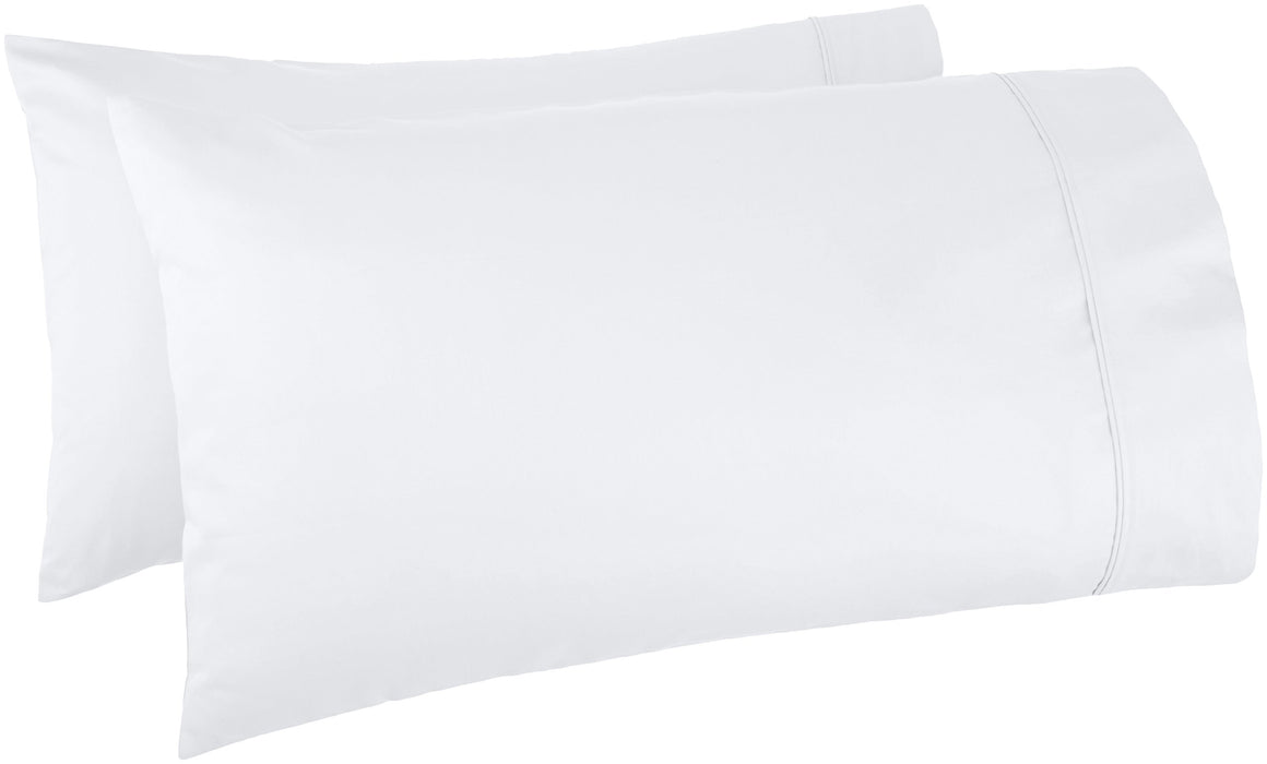 Amazon Basics - 400 Thread Count Soft Cotton Pillow Case, King Size, 40" L x 20" W, Machine Washable, White - Set of 2, Pillows Not Included