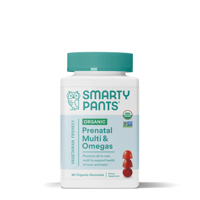 SmartyPants Organic Prenatal Vitamins for Women, Multivitamin Gummies: Biotin, Methylfolate, Omega 3 (ALA), Vitamin D3, C, Vitamin B12, B6, Vitamin A, K & Zinc, 90 Count (22 Day Supply)