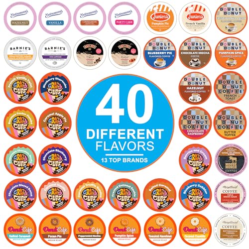 Crazy Cups Flavored Coffee Pods Variety Pack for Keurig K Cups Brewers, Assorted Flavored Coffee Sampler, 40 Count(Pack of 1)